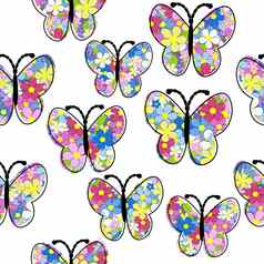 花模式蝴蝶无缝的模式