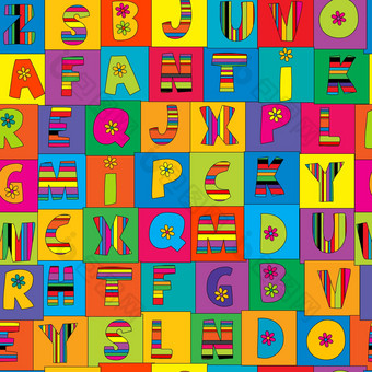 可爱的色彩斑斓的几何无缝的英语字母