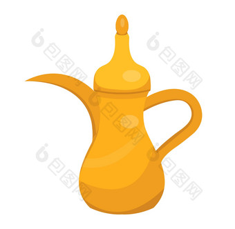 阿拉伯语壶平风格图标孤立的白色背景插图