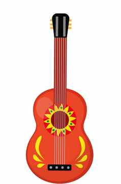 四吉他图标平风格墨西哥音乐的仪器孤立的白色背景插图剪辑艺术