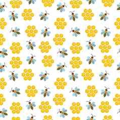 蜂蜜无缝的模式养蜂没完没了的背景纹理插图