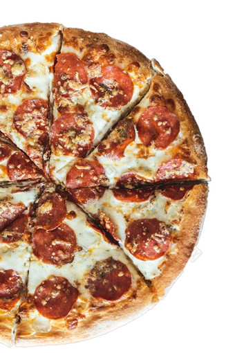 披萨意大利辣香肠减少块绝缘白色背景