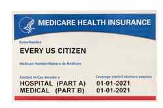 美国医疗保险健康保险卡公民孤立的白色背景