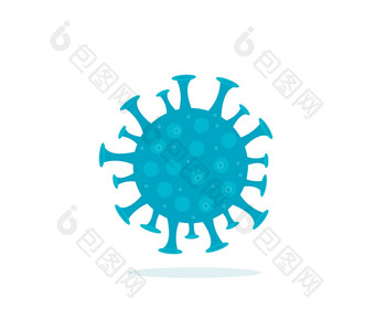 冠状病毒图标平风格危险的肺炎流感大流行病毒孤立的白色背景插图