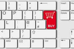 买在线购物概念电脑键盘插图