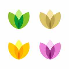 集色彩斑斓的观赏花向量标志模板插图设计向量每股收益