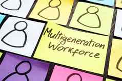 multigeneration劳动力概念五彩缤纷的备忘录棒数据