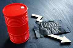 石油桶登记贸易战争下降箭头概念下降价格
