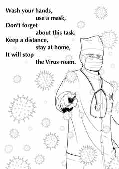 医生点查看器手指病毒苍蝇一边插图登记形式节规则行为病毒流感大流行