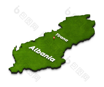 地图阿尔巴尼亚等角的角度来看插图