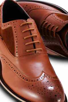 男人的棕色（的）粗革皮鞋皮革鞋子