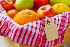 盒子完整的新鲜的水果水果收获苹果橙子柠檬清晰的标签文本