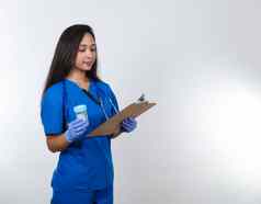 护士蓝色的实习医生风云准备好了给药物测试