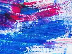 摘要品红色的蓝色的丙烯酸污渍混乱的刷中风变形艺术背景