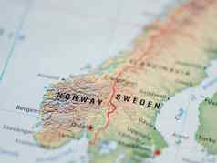 世界地图焦点瑞典国家王国挪威