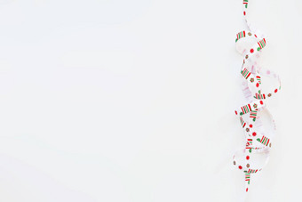 丝带圣诞节模式北欧几何雪花的地方文本平躺前视图