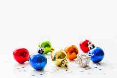 圣诞节一年背景色彩斑斓的装饰球圣诞节树的地方文本