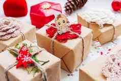 圣诞节一年背景礼物装饰礼物包装工艺纸witn象征孩子现在孩子