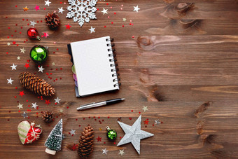 圣诞节一年背景记事本笔装饰列表列表承诺的地方文本模拟