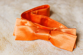 橙色丝绸弓领<strong>带</strong>传统的附件新郎婚<strong>礼仪</strong>式有创意的色彩斑斓的附件