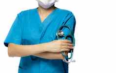 外科医生医生护士穿蓝色的实习医生风云统一的粉红色的脸