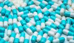 完整的框架抗生素胶囊药片蓝白色抗生素