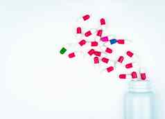 色彩斑斓的胶囊药片传播塑料药物瓶制药公司