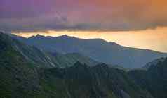 fagaras山夏天佳洁士日落