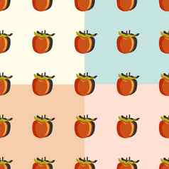 沙龙水果前视图影子流行艺术无缝的模式粉红色的橙色米色绿松石背景