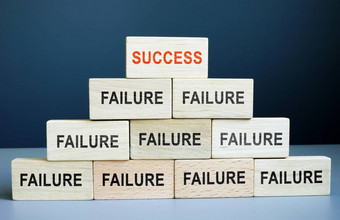 成功失败概念职业生涯楼梯木块