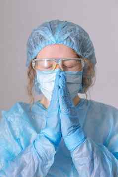 祈祷累了医生累了祈祷护士医院复制空间文本医生护士思考治疗疾病流感大流行外科医生手术