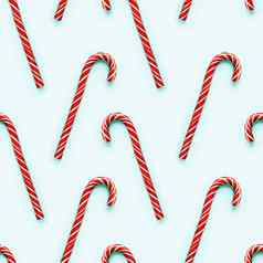 无缝的模式圣诞节糖果锥光青色背景色彩斑斓的假期甜蜜的棒棒糖甜点xxx红色的白色条纹