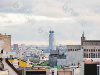 通风管道菜天线空调前建筑屋顶技术设备俄罗斯莫斯科