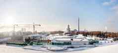 胜利公园莫斯科专用的内存世界战争全景视图阳光明媚的冬天一天俄罗斯