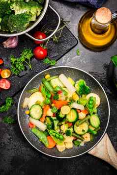 搅拌弗莱蔬菜锅健康的吃节食首页