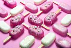 现代作文粉红色的柔和的冰棍甜蜜的食物几何