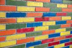色彩斑斓的砖墙纹理