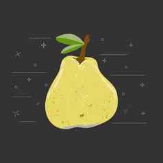 黄色的梨叶子黑色的背景向量插图