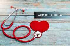 世界健康一天医疗保健医疗概念红色的听诊器