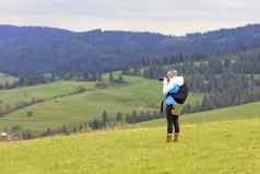 摄影师照片景观喀尔巴阡山脉的山坡上