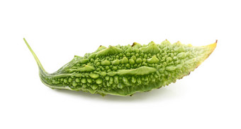 成熟的绿色苦瓜水果不寻常的脊皮肤