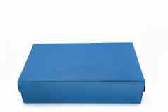 蓝色的纸板盒子成员前面视图孤立的白色背景包装集合