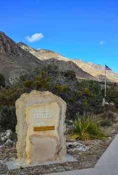 原始信息标志黄色的石头游客中心公园墨西哥