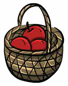 红色的苹果篮子插图向量白色背景