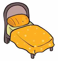 床上黄色的毯子插图向量白色背气