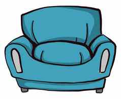 蓝色的沙发上插图向量白色背景