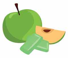 绿色苹果口香糖插图向量白色背景