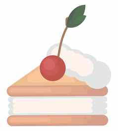 蛋糕樱桃插图向量白色背景