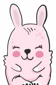 可爱的粉红色的兔子插图向量白色背景
