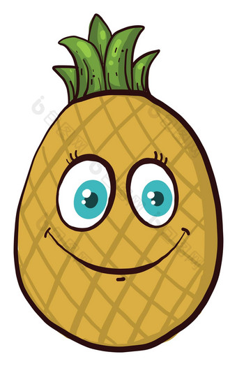 快乐可爱的<strong>菠萝</strong>插图向量白色背景